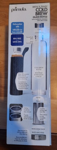 Primula Brew & Travel Cold Brew Glass Bottle. W/brew filter & Insulating sleeve - Picture 6 of 7