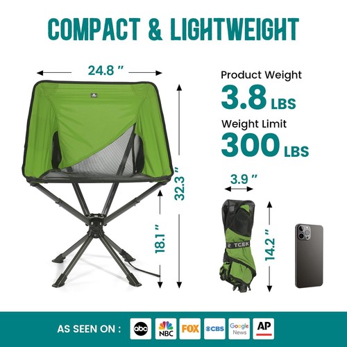 TCEK Swivel Portable Chair - Small Compact Collapsible Folding Chairs for Adults - Picture 7 of 9