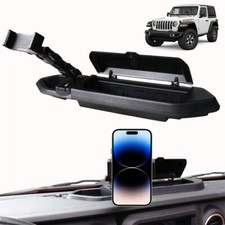 Car Phone Mount Dash Tray w/Cover For 18-23 Jeep Wrangler JL JLU Gladiator JT
