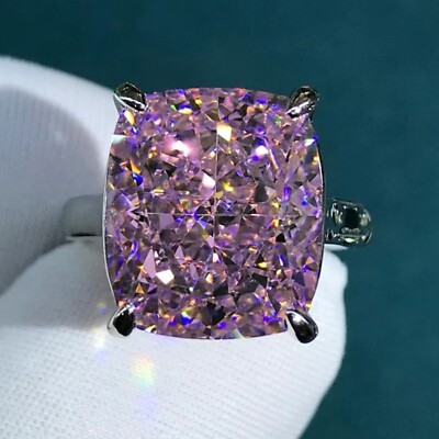 8.00 Ct Cushion Natural Sapphire Diamond Engagement Ring 14K White Gold Size 5