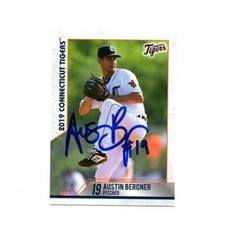 Austin Bergner 2019 Connecticut Tigers autograph signed baseball card UNC g