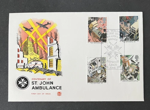 GB 1987 STUART FDC St JOHN AMBULANCE - HEYWOOD LANCS SHS Pmk