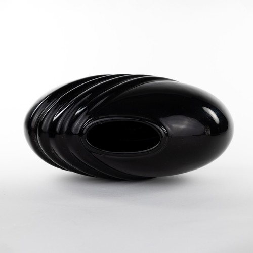 Vintage Art Deco Vase - schwarz, anthrazitgrau, um 1980, Boho - Bild 3 von 4