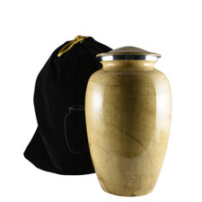 Sand Marble Finish Large Adult Cremation Urn for Human Ashes   With Velvet Bag