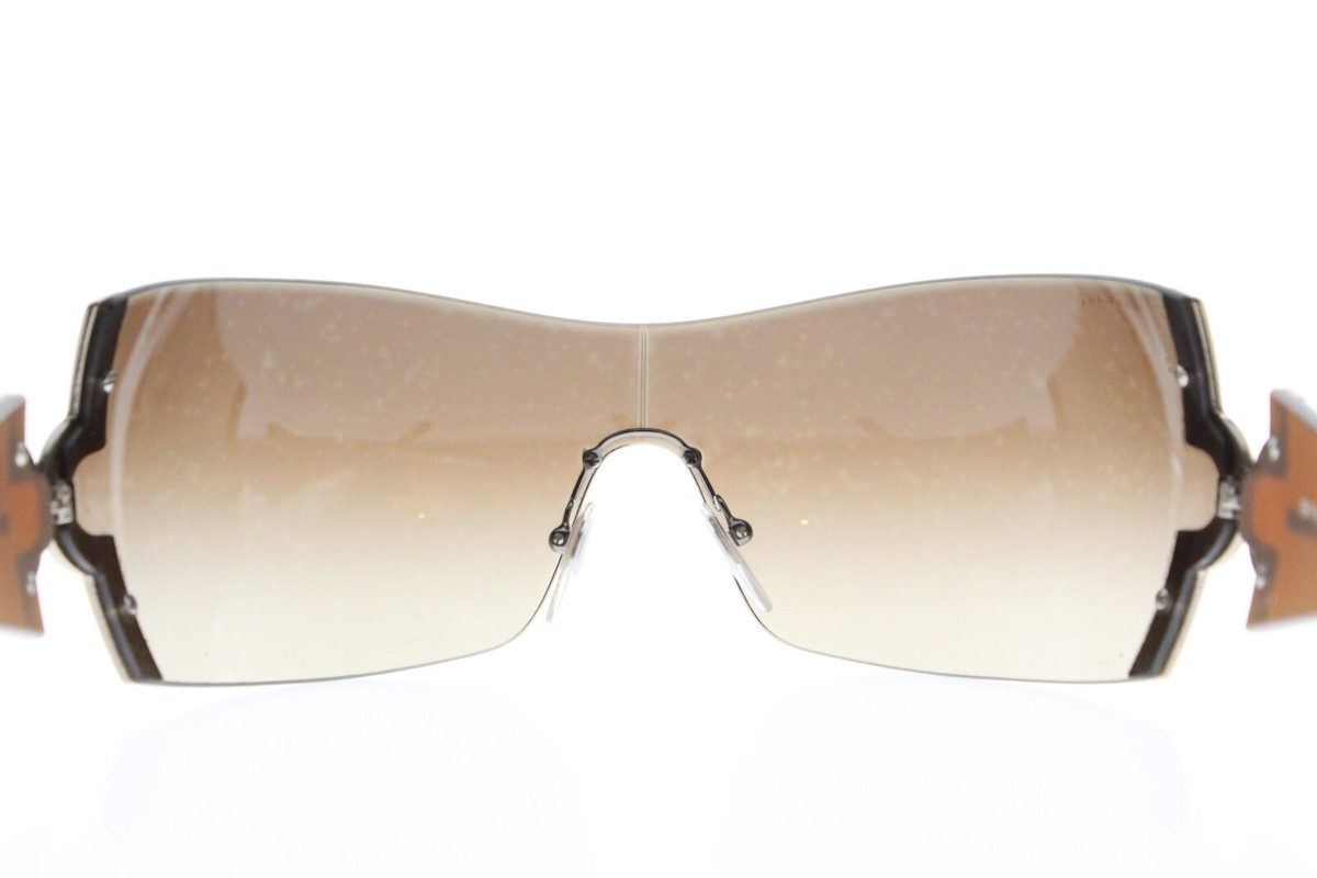 Bvlgari 651B 945/13 Shield Sunglasses Brown Swarovski Crystals