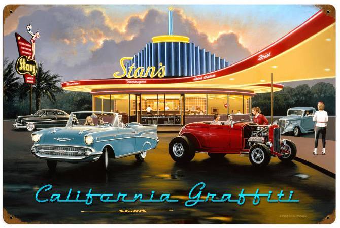 Vintage Stan Stokes California Graffiti Metal Sign Man Cave Garage