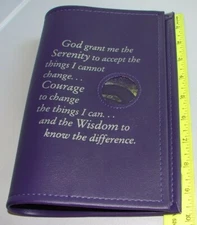 Narcotics Anonymous NA Living Sober & 5th ED. Book COVER Holder PURPLE Medallion