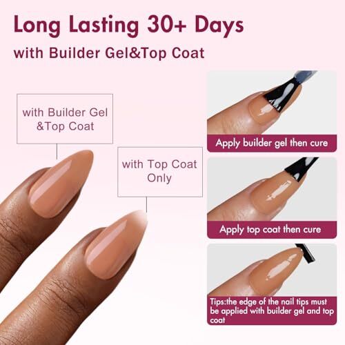 Natural Nude Gel x Nail Tips Short Almond, Skin Tone Gel short almond nude - Picture 7 of 7