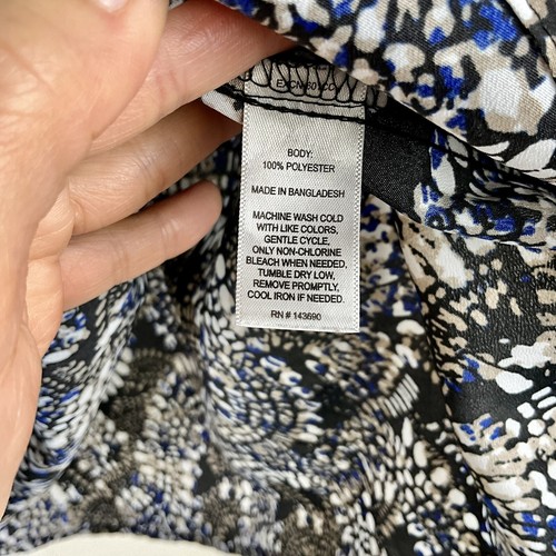 Larry Levine Blouse V- Neck , Black& White Blouse Roll Tab Sleeve Women’s Sz 3X - Picture 5 of 11