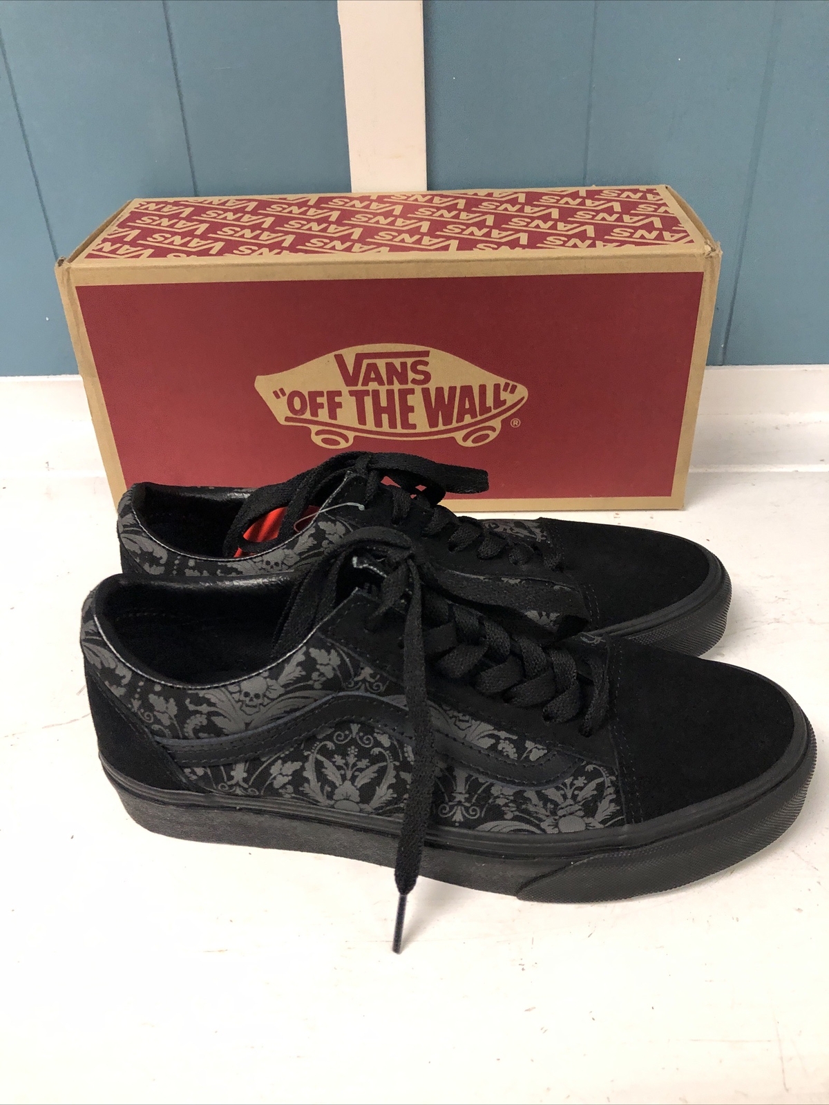 Vans Old Skool Skull Tapestry Men 6 / Womens 7.5 Raven Black Low Top