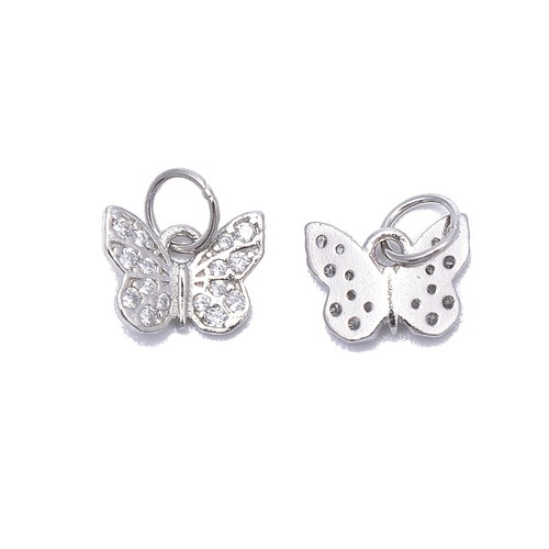 2 Lily of the Valley Flower with Butterfly Gold Tone Enamel Charms