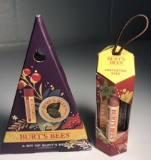 2 New Burts Bees Lip Balm Cuticle Cream Gift Set-Pomegranate Lemon Peony Hib.