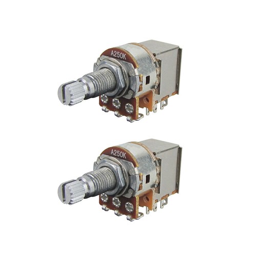 2 Stück Gitarre A/B 250/500K Push-Pull-Potentiometer Pot Audio Taper volle Größe lang - Bild 10 von 21
