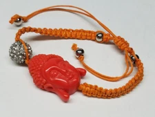 BUDDHA HEAD  ORANGE BRAIDED ADJUSTABLE ROPE FASHION CHARM BRACELET Good Luck NEW