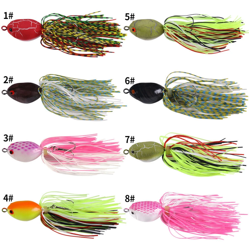 Lote de 8 PIEZAS Señuelo de Pesca Rana de Goma Topwater Cebo con Falda Bass Crankbait 10 cm/7,8 g Foto 3 de 4