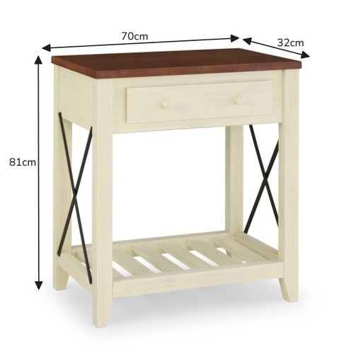 Cottage Console Table White Painted Pine Wooden Hall Table 1 Drawer - Picture 7 of 7