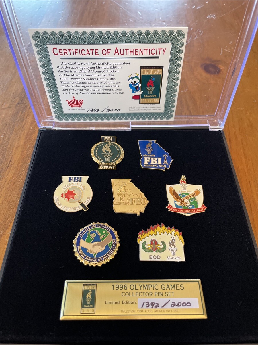 Atlanta 1996 Olympic Games Collector 7 Pin Set FBI Law Enforcement