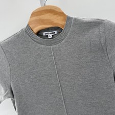 Steve Madden Gray Knit Dress Short Sleeve Casual T-Shirt Dress L pockets comfy