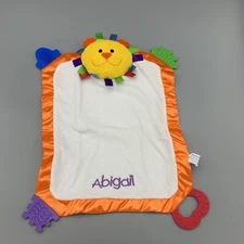 One Step Ahead Lion Satin Trim Tag Baby Blanket Terry Teether Lovey Abigail