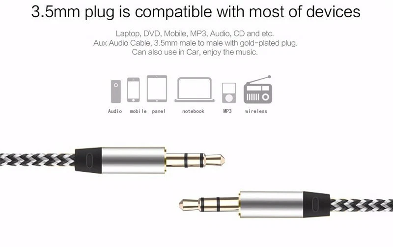 2PACK Aux Cord 3.5mm Male to Male Auxiliary Audio Cable For Car Headphone iPhone - Image 2 of 4