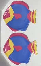 Taipro MELAMINE Serving Plates (2) Colorful Fish Design 15" X 13" - EUC