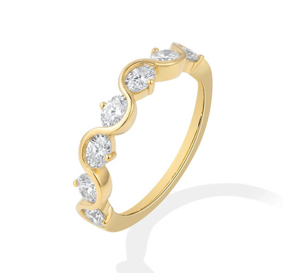 Halb-Ewigkeitsring 1,4 kt Ovalschliff Laborgefertigt Diamant Testpass VVS1/D 18 K Gold