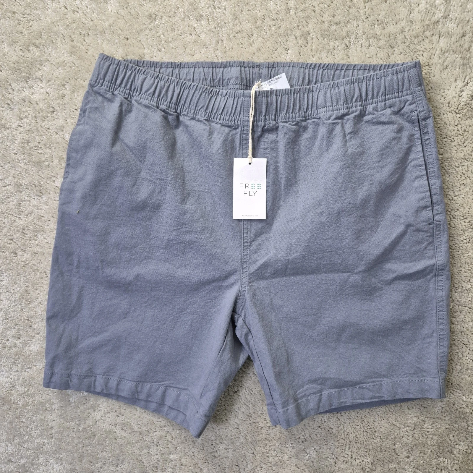 Free Fly Stretch Canvas Shorts Mens XL Gray 7 Inch Drawstring Bamboo Beach Skate