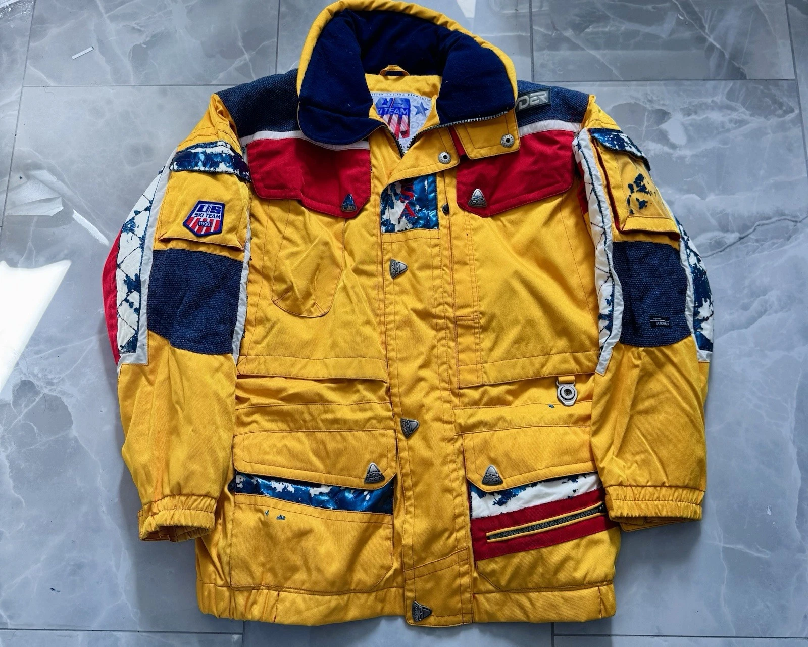 Vintage Spyder USA Ski Team Ski Jacket Mens Size L Yellow Eagle RARE