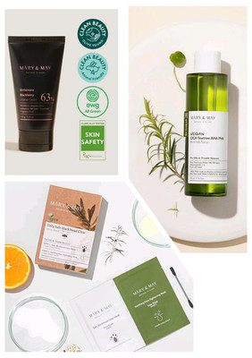 Mary&May Idebenone Blackberry Cream, Vegan Cica Tea Tree AHA PHA Toner Nose Pack