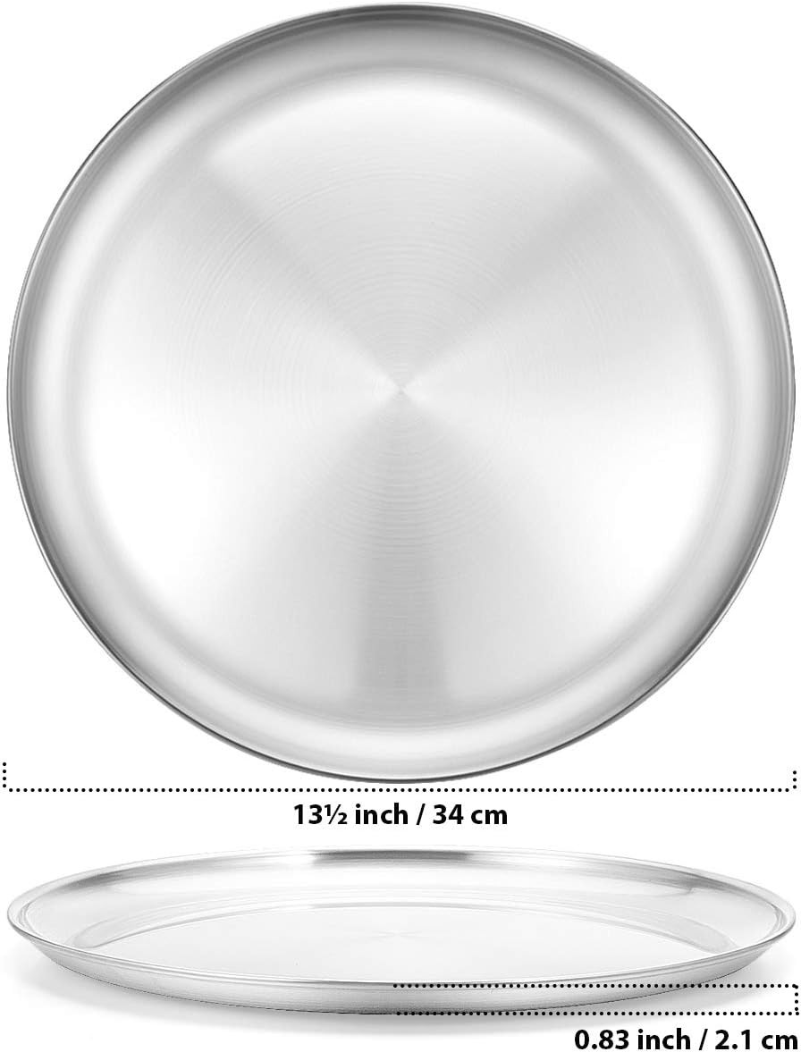 2 Pack Stainless Steel Pizza Pan 13 Inch Round Pizza Tray Pizza Baking Sheet