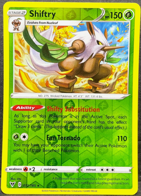 Pokemon - Shiftry - 012/185 - Reverse Holo Rare - Vivid Voltage - NM/M