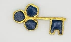 Vintage JOY Key Brooch Pin Blue Poured  Resin Costume Jewelry