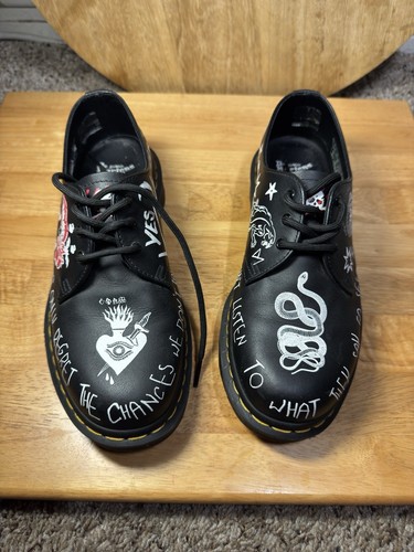 Dr. Martens 1461 Rebel Custom Chaos Print Leather Oxford Shoes - Women US 9