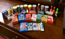 Mini Brands Lot Of 32. All w/ Silly Names. eg. Minute Lice, Moron Salt, Sneez-it