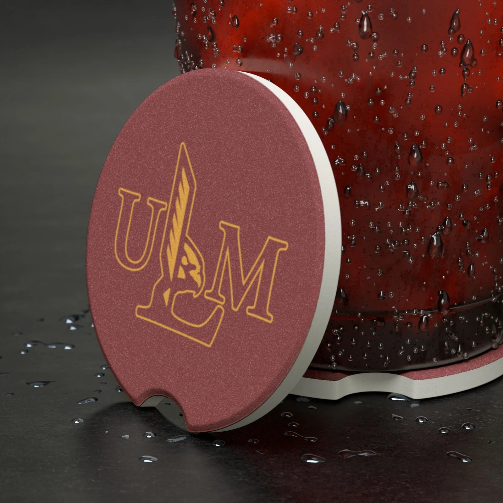 ULM Warhawks Soapstone Car Coaster – NCAA Cup Holder Insert for Car Decor