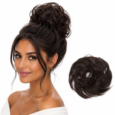 Synthetic Scrunchie Bun Hair Piece Chignon Brown G4B for Elegant Updo Styles