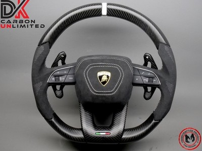 Lamborghini Urus S White Ring Alcantara Matte Satin Carbon Fiber Steering Wheel