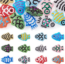 12Pcs Fish Lampwork Glass Beads Cute Fish Loose Spacer Beads Handmade Lampwork S