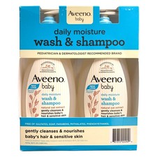 Aveeno Baby Daily Moisture Wash  Shampoo, 2 Pack, 18oz each, Lightly Scented