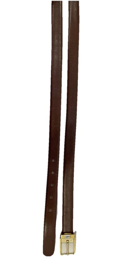 Cinturón para hombre AS#YSL Yves Saint Laurent cuero marrón hebilla dorada Italia 105/120 45” Foto 2 de 4