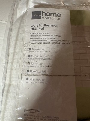 J C Penney Home White Acrylic Thermal Full Blanket NWT | eBay