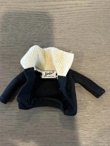 Vintage Barbie Black w/ White Angora Collar Cardigan Sweater