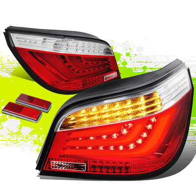 FOR E60/E61 04-07 BMW 5-SERIES/M5 CHROME HOUSING RED LENS LED REAR