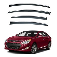 4pcs Smoke Tint with Chrome Trim Outside Mount For 2011-2015 Hyundai Sonata
