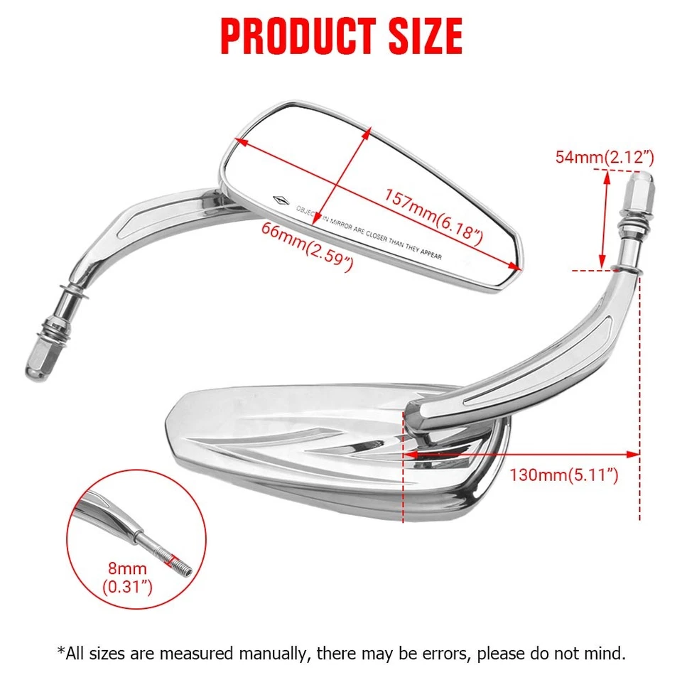 Espejos retrovisores laterales cromados aptos para Harley Touring Softail Sportster Road King Foto 2 de 4
