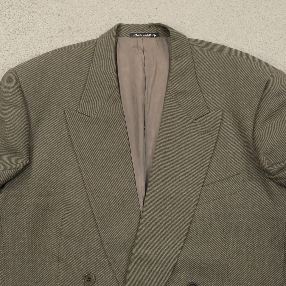 Blazer Mani Giorgio Armani 42L Gris Doble Pecho Lana Virgen 4 Botones Chaqueta Foto 4 de 4
