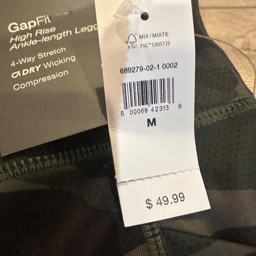 GAP FIT HIGH RISE ANKLE LENGTH COMPRESSION CAMO LEGGINGS NEW MEDIUM - Picture 5 of 9