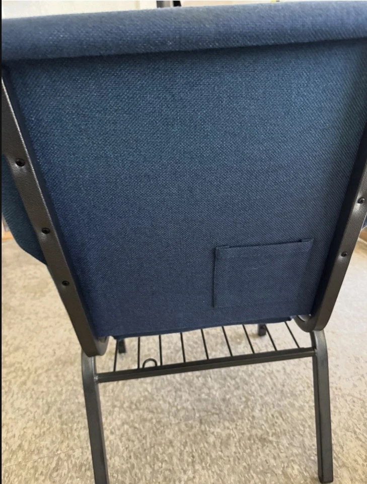 Event or Church Chairs 21 W/4 Seat Silver Vein Frame Navy Blue - Image 4 of 4