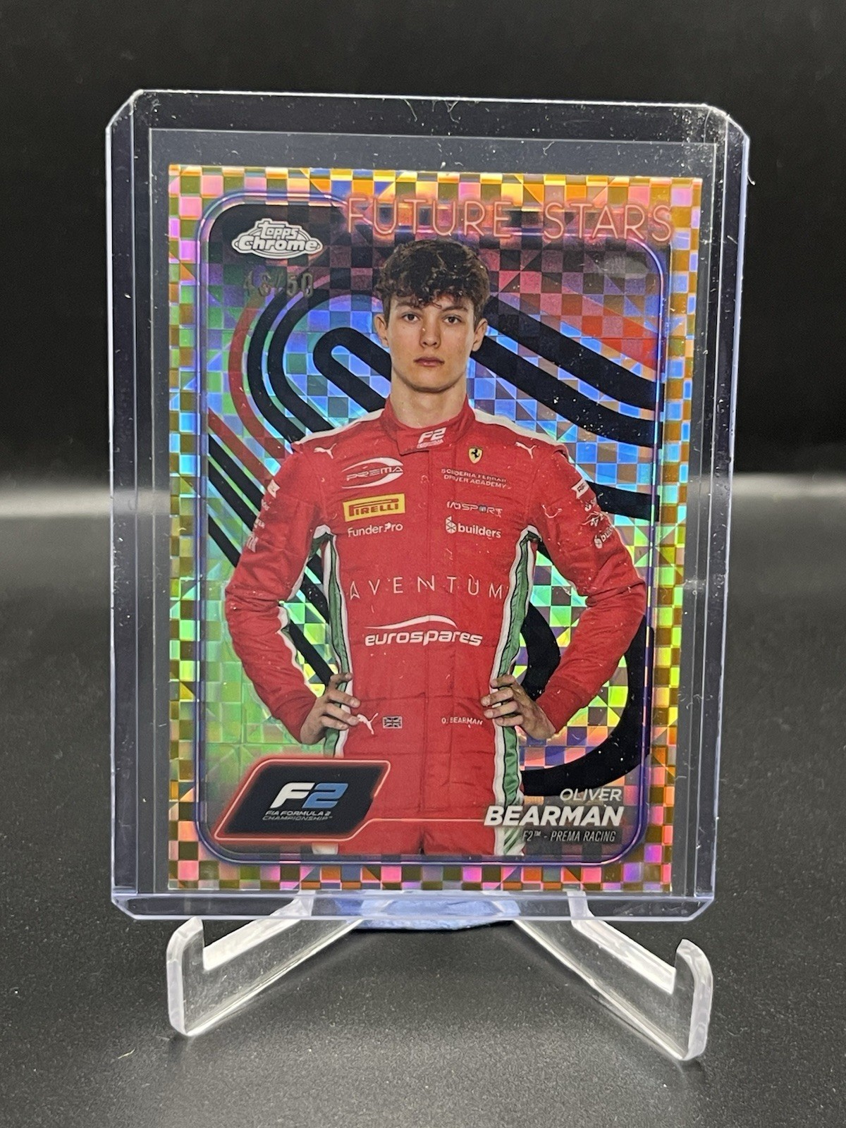 2024 Topps Chrome Formula 1 F1 Oliver Bearman Gold Checker /50 #21