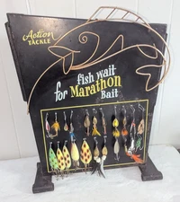 Marathon Bait Action Tackle Fishing Lure Store Metal Display Board Advertisement